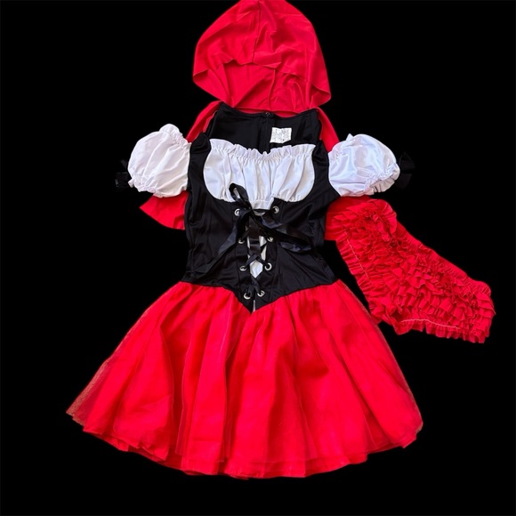 Racy Red Riding Hood Costume with Ruffle Panties 2pcs - Picture 1 of 8